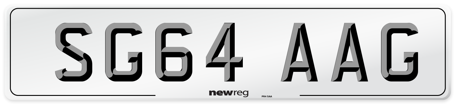 SG64 AAG Number Plate from New Reg